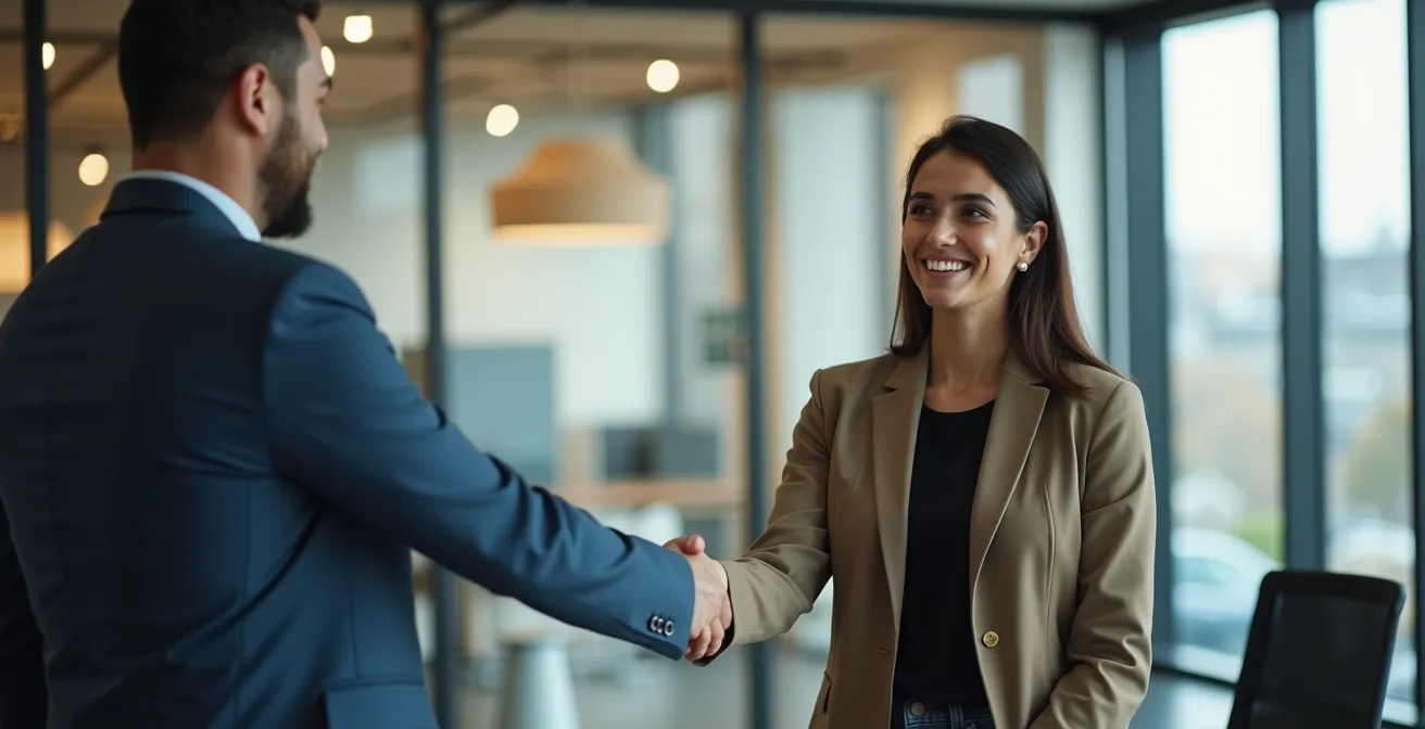 Photographie symbolique représentant un professionnel s’intégrant en entreprise après formation